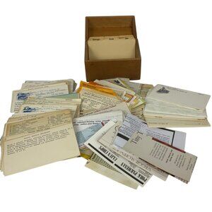 Vintage Wooden Recipe Box 200+ Handwritten Typed Clipped Recipes & Blank Cards